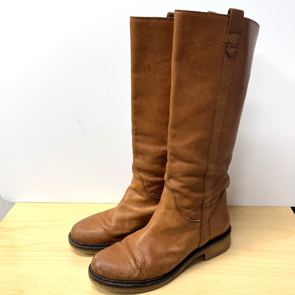 Boemos Italian Leather Riding Boots, Size US 8 EU 39,  Honey Colored Knee High